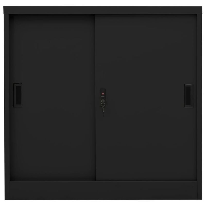 vidaXL Office Cabinet with Sliding Door Black 35.4"x15.7"x35.4" Steel