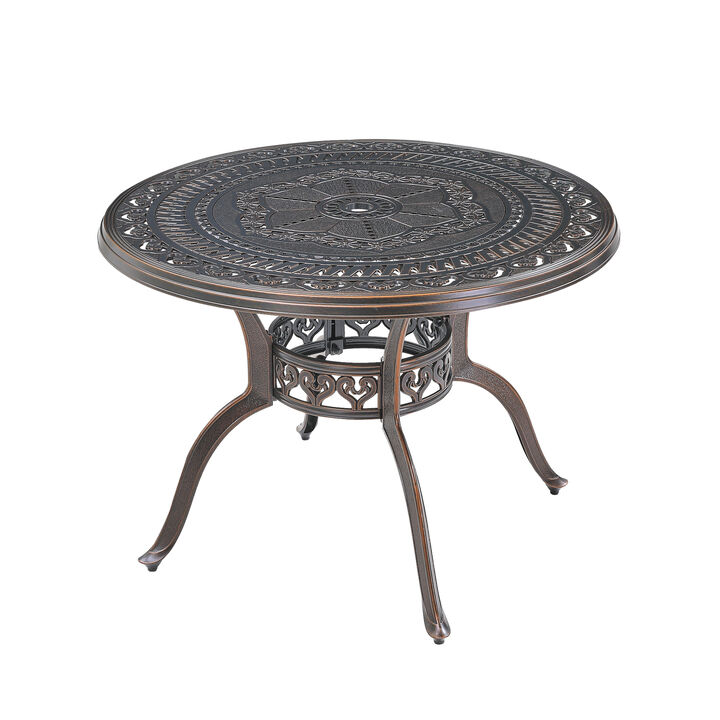 Mondawe Durable Cast Aluminum Outdoor Table with Umbrella Hole Rust-Proof and Weather-Resistant