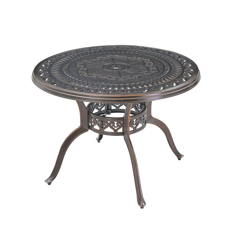 Mondawe Durable Cast Aluminum Outdoor Table with Umbrella Hole Rust-Proof and Weather-Resistant