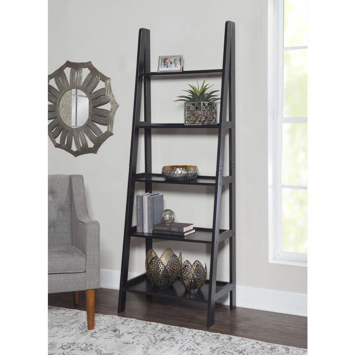 Linon Acadia Ladder Bookshelf, Black