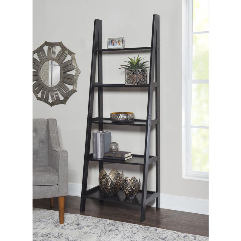 Linon Acadia Ladder Bookshelf, Black