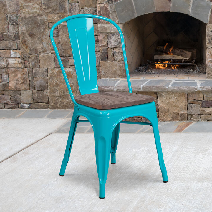 Metal/Wood Colorful Restaurant Chairs