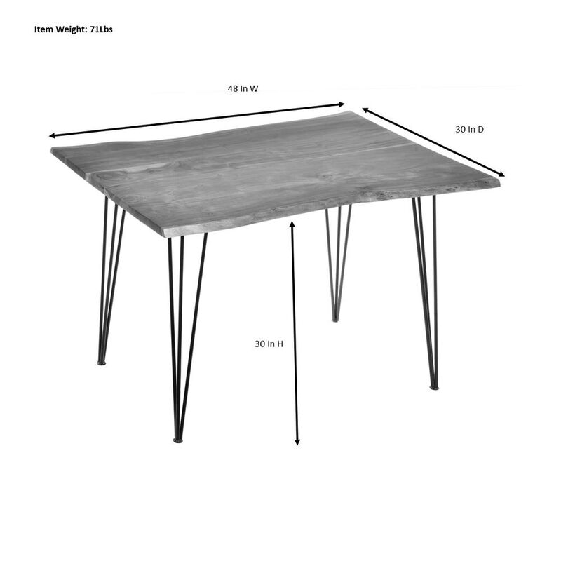 Carolina Living Seti Live Edge Dining Table - Elm Top - Gold Base