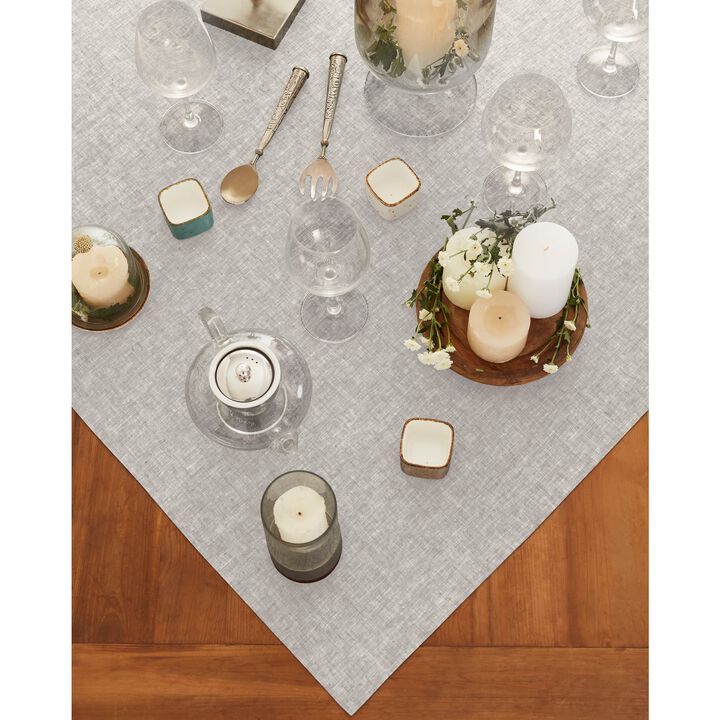 Solino Home 100% Pure Linen Table Throw 52 x 52 Inch | Athena