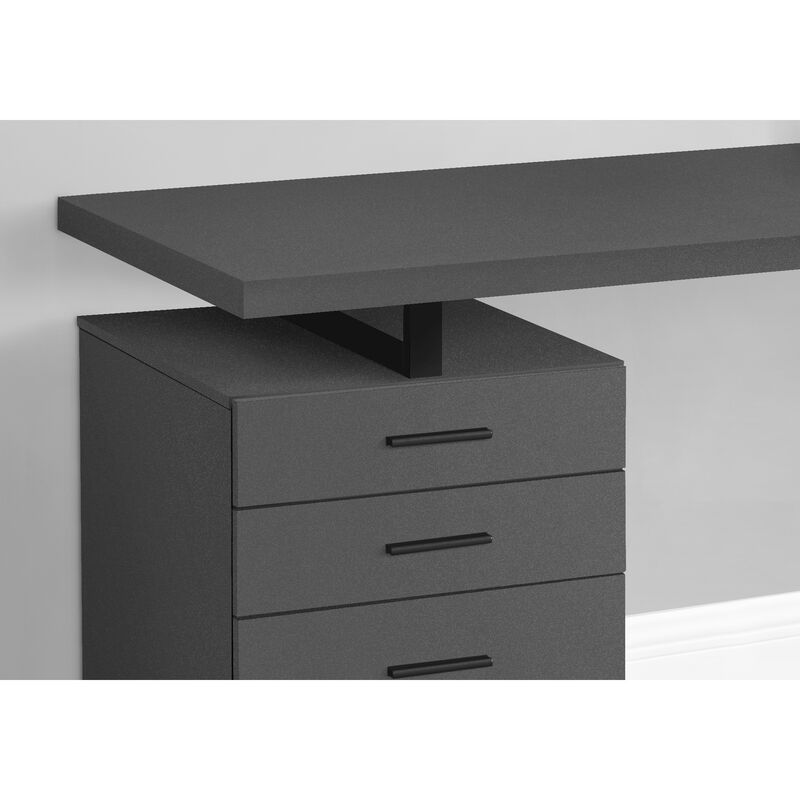 Monarch Specialties I 7645 Computer Desk, Home Office, Laptop, Left, Right Set-up, Storage Drawers, 48"L, Work, Metal, Laminate, Grey, Black, Contemporary, Modern
