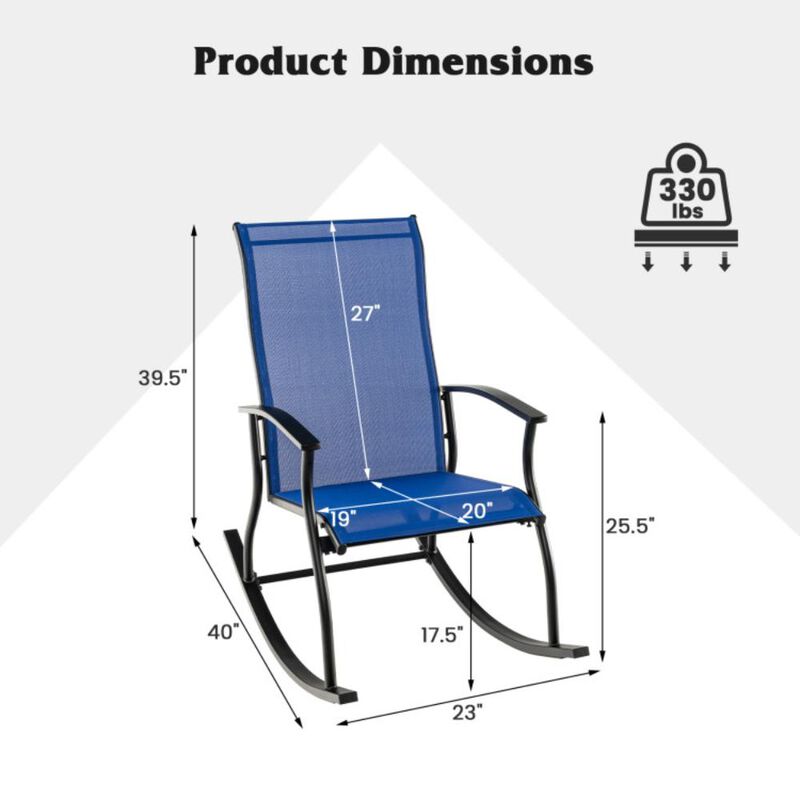 Hivvago 2 Pieces Outdoor Rocking Chairs with Breathable Backrest