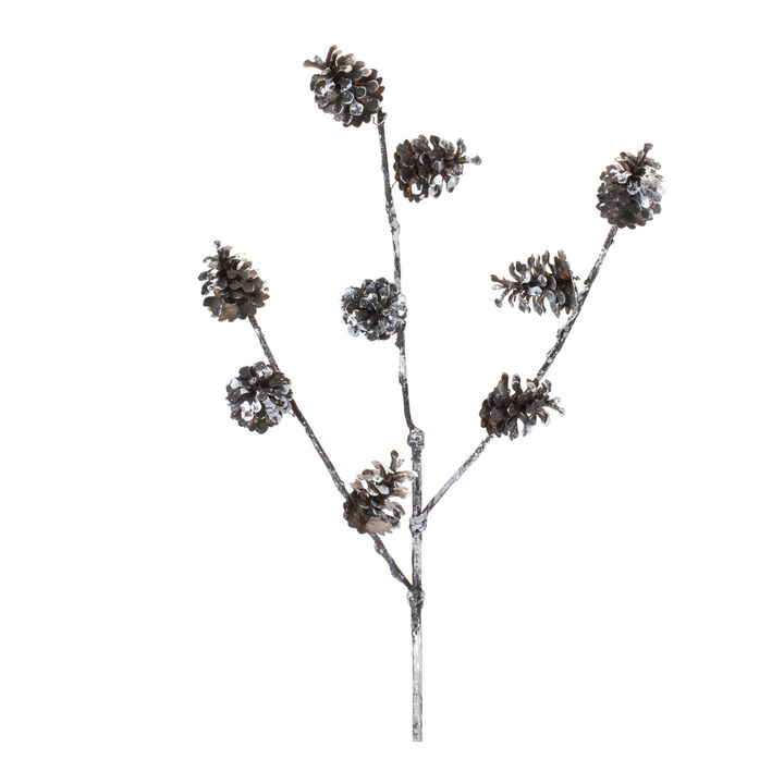 Decorative Wintry Black and White Pine Cone Sprays Set of 12 - Holiday Styling
