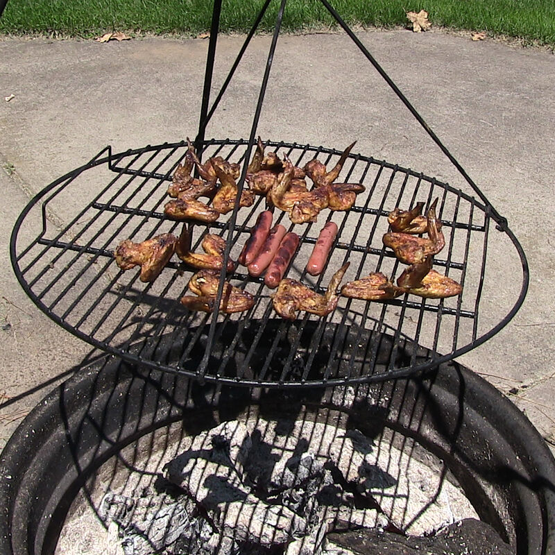 Sunnydaze 40 in Round Steel Fire Pit Cooking Grill with Heat Resistance