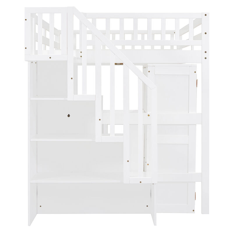 Merax Loft Bed with Desk and Wardrobe