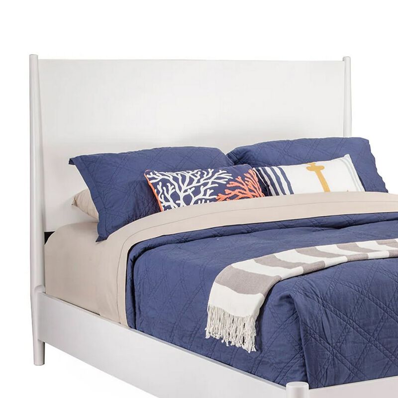 Flynn Mid Century Modern Standard King Panel Bed, White