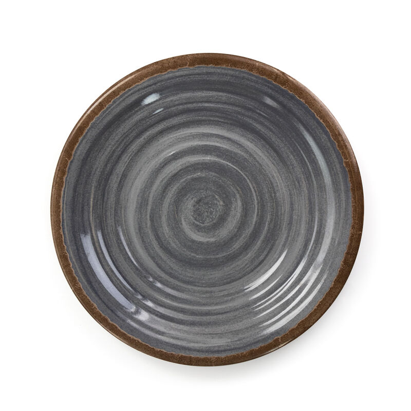 Elama Stone Oak 12 Piece Lightweight Melamine Dinnerware Set in Black