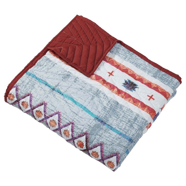 Pimi 50 x 60 Quilted Throw Blanket, Polyester Fill, Southwest Boho Style - Benzara