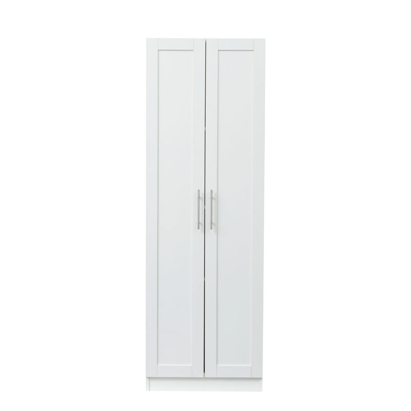 High Wardrobe And Kitchen Cabinet With 2 Doors And 3 Partitions To Separate 4 Storage Spaces