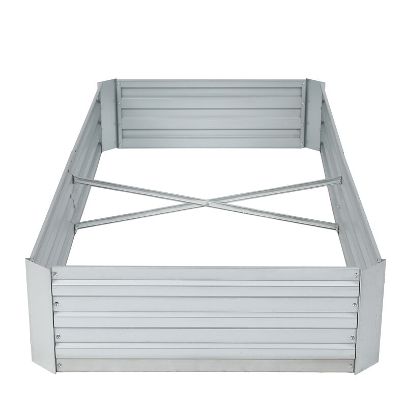 LuxenHome 72in Galvanized Rectangular Raised Garden Bed