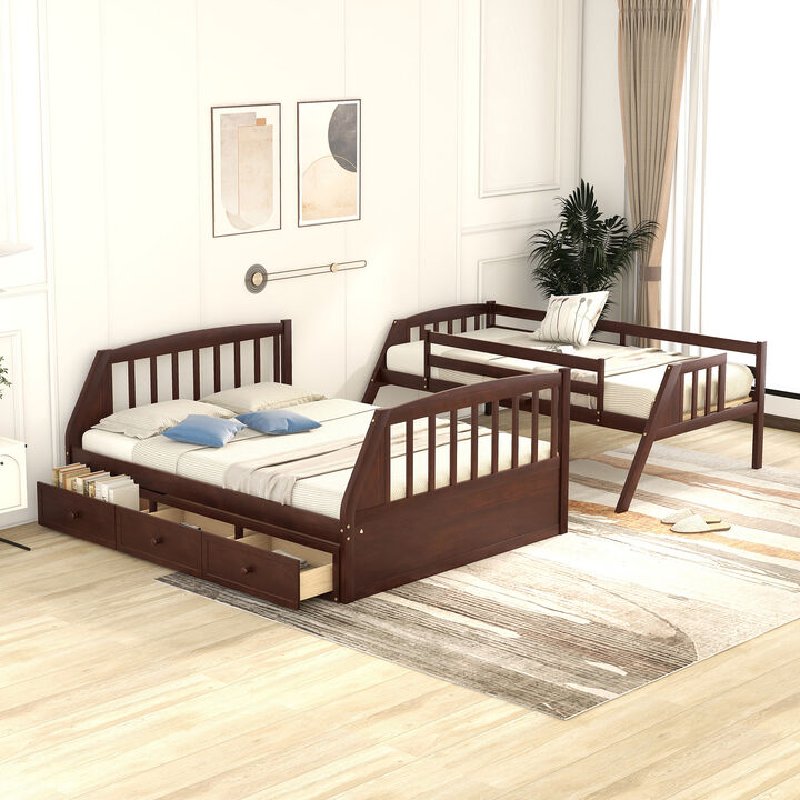 Merax Twin-Over-Full Bunk Bed with Drawers