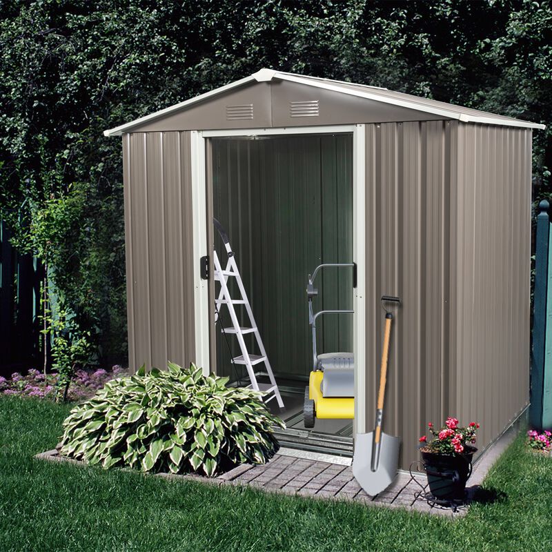MONDAWE 6ft x 5ft Outdoor Galvanized Steel Metal Storage Shed