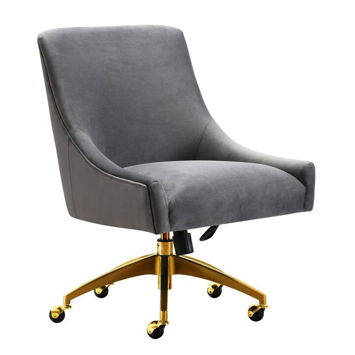 Belen Kox Opulent Grey Velvet Swivel Office Chair, Belen Kox