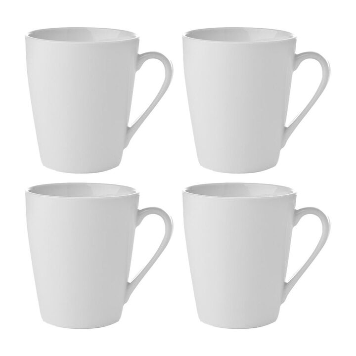 Porcelain Delta-Coupe dia.3.25" h:3.75" 9 oz. Round White Porcelain Mug (Set of 4)