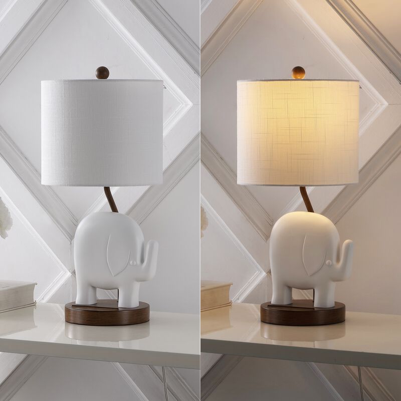 Ellie Bohemian Designer Iron/Resin Elephant LED Kids' Table Lamp with Phone Stand and USB Charging Port