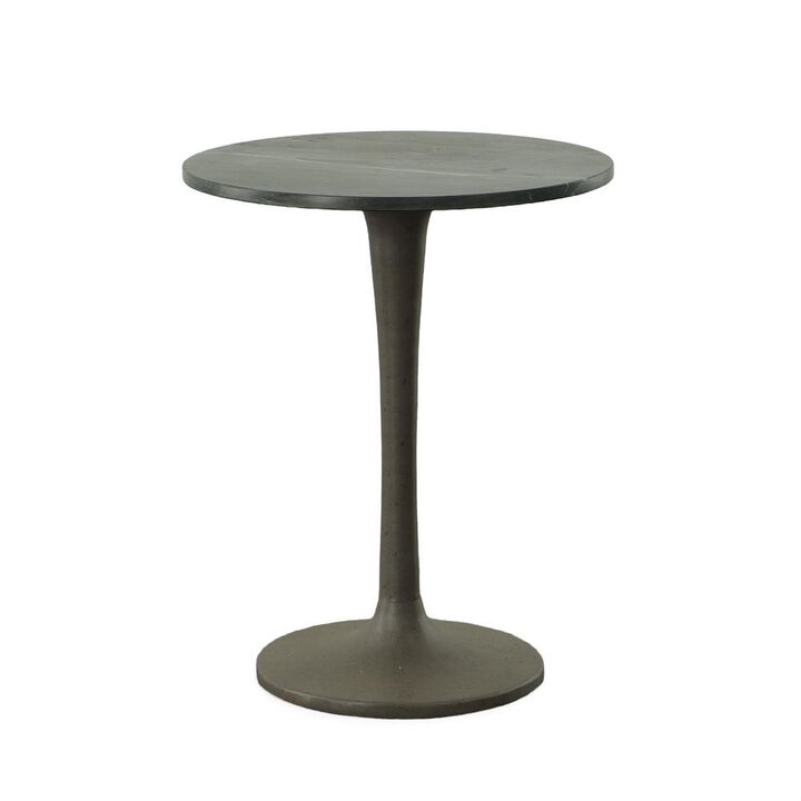 Carolina Living Piuma Marble Top Accent Table - Black Top - Industrial Base