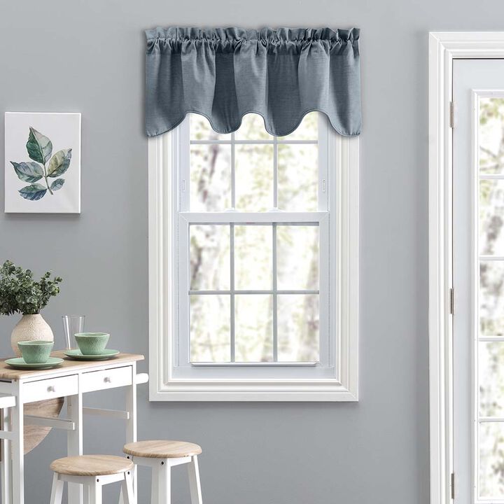 Ellis Curtain Lisa Solid Color Poly Cotton Duck Fabric Lined Scallop Valance