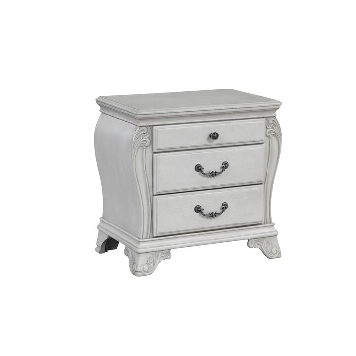Api 29 Inch Nightstand, 3 Drawers, 2 Drop Handles, Classic Mist Gray - Benzara