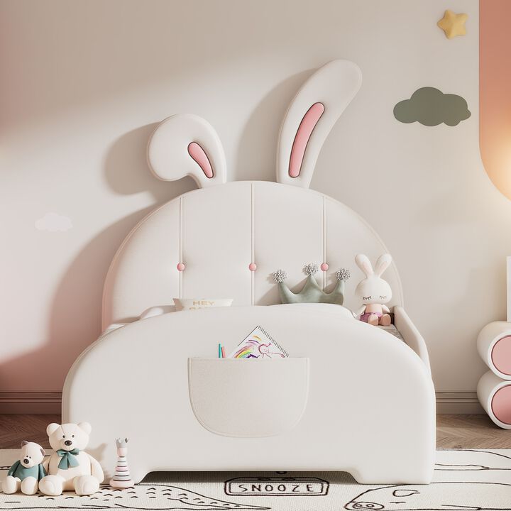 Merax PU Leather Platform Bed for Kids Childern