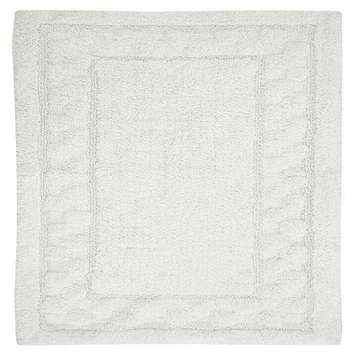 Sculptured Border Design Non-Slip Cotton Bath Rug 24" x 40" White by Castle Hill London