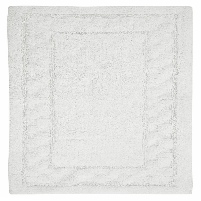 Sculptured Border Design Non-Slip Cotton Bath Rug 24" x 40" White by Castle Hill London