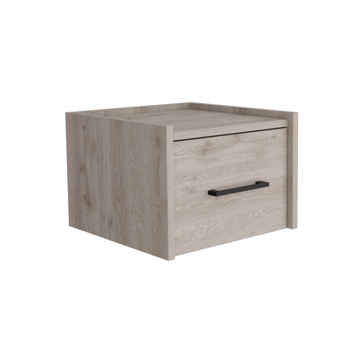 Streamdale Floating Nightstand, Wall Mount, Single Drawer, Handle, Light Grey