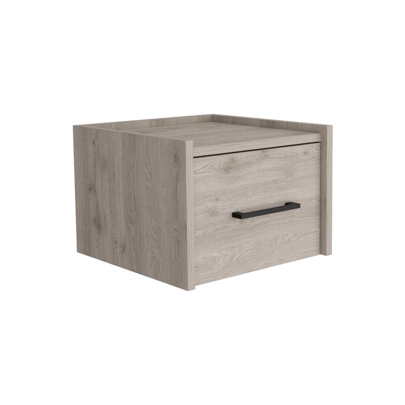 Streamdale Floating Nightstand, Wall Mount, Single Drawer, Handle, Light Grey