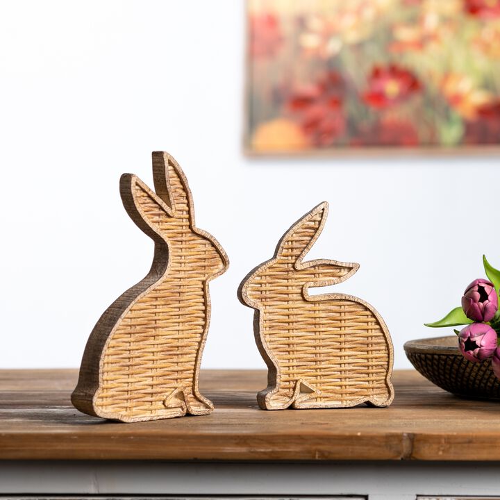 Wicker Rabbit Decor for Spring Décor, Easter Decorations, and Rustic Home Accents (Set of 2)
