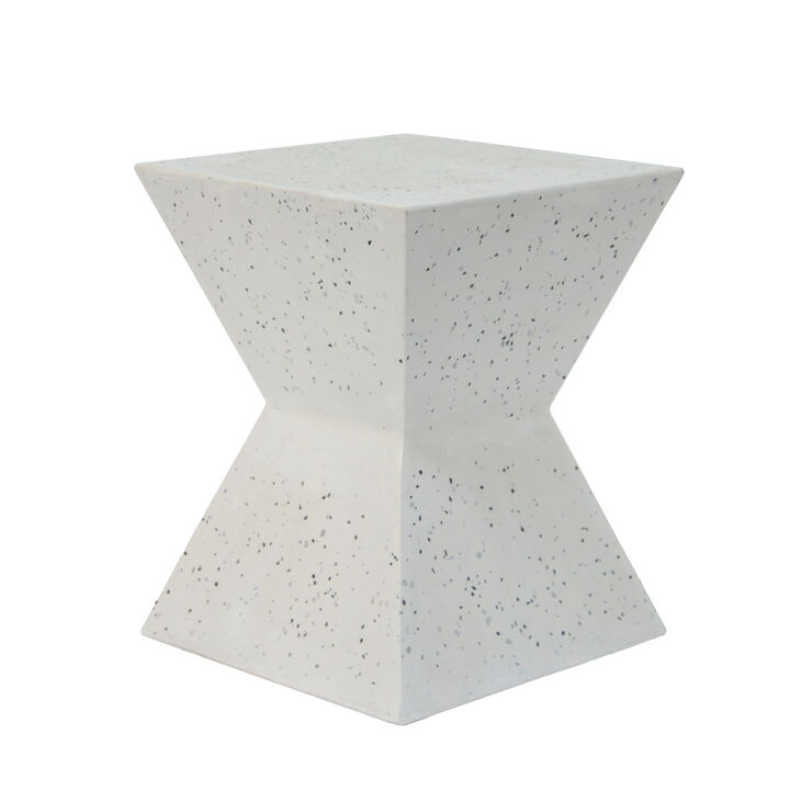 Merax White Terrazzo Finish Prismatic Symmetry Concrete Side Table
