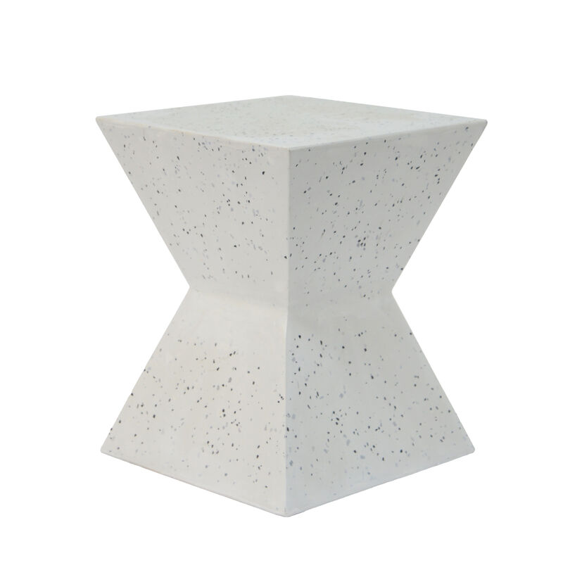 Merax White Terrazzo Finish Prismatic Symmetry Concrete Side Table