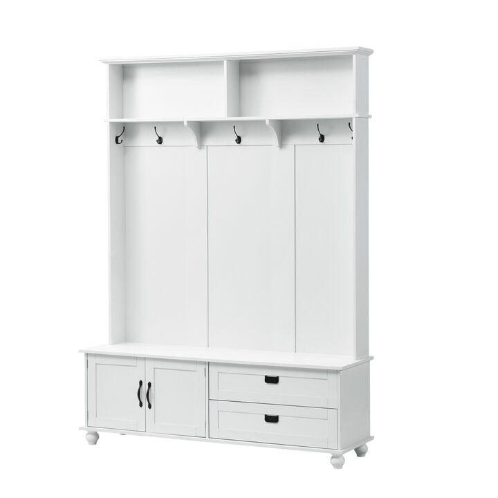 Modern Hall Tree with Storage and Mudroom Bench