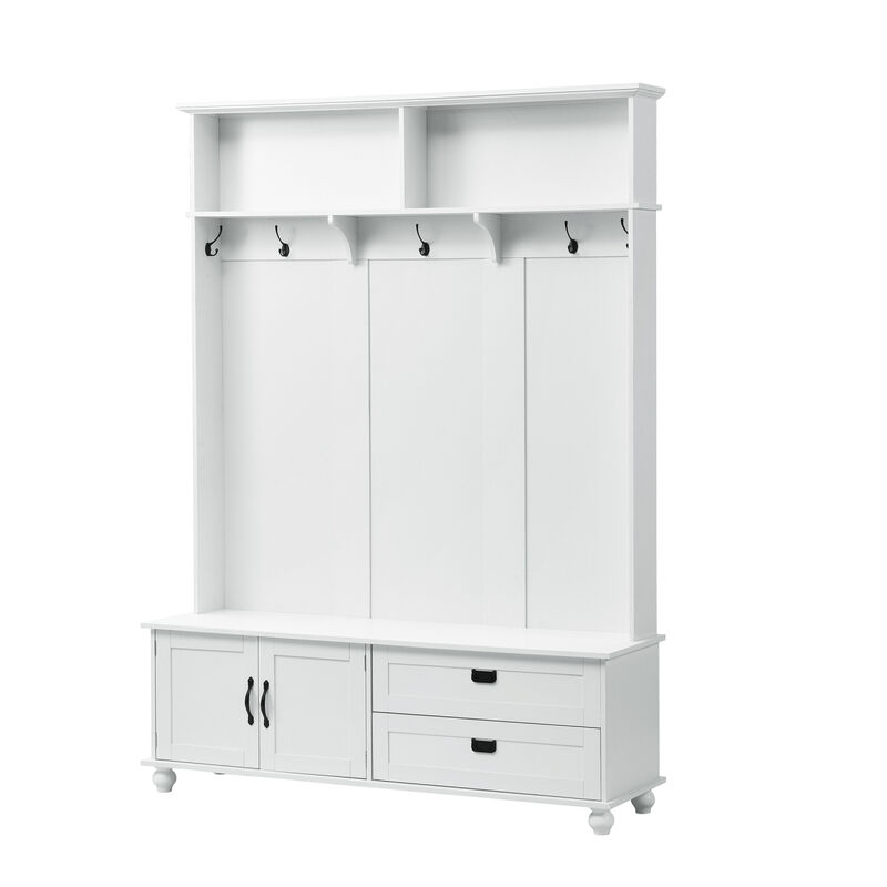 Modern Hall Tree with Storage and Mudroom Bench