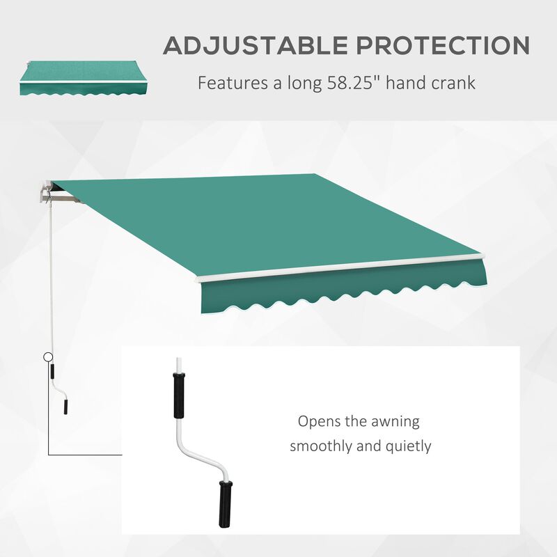 Verdant Yard Cover: 10'x8' Green Crank-Operated Retractable Awning