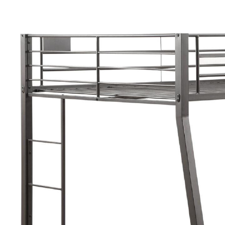 Metal Full XL/Queen Bunk Bed, Black Sand-Benzara