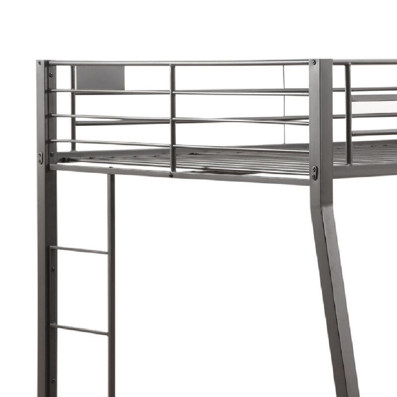 Metal Full XL/Queen Bunk Bed, Black Sand-Benzara
