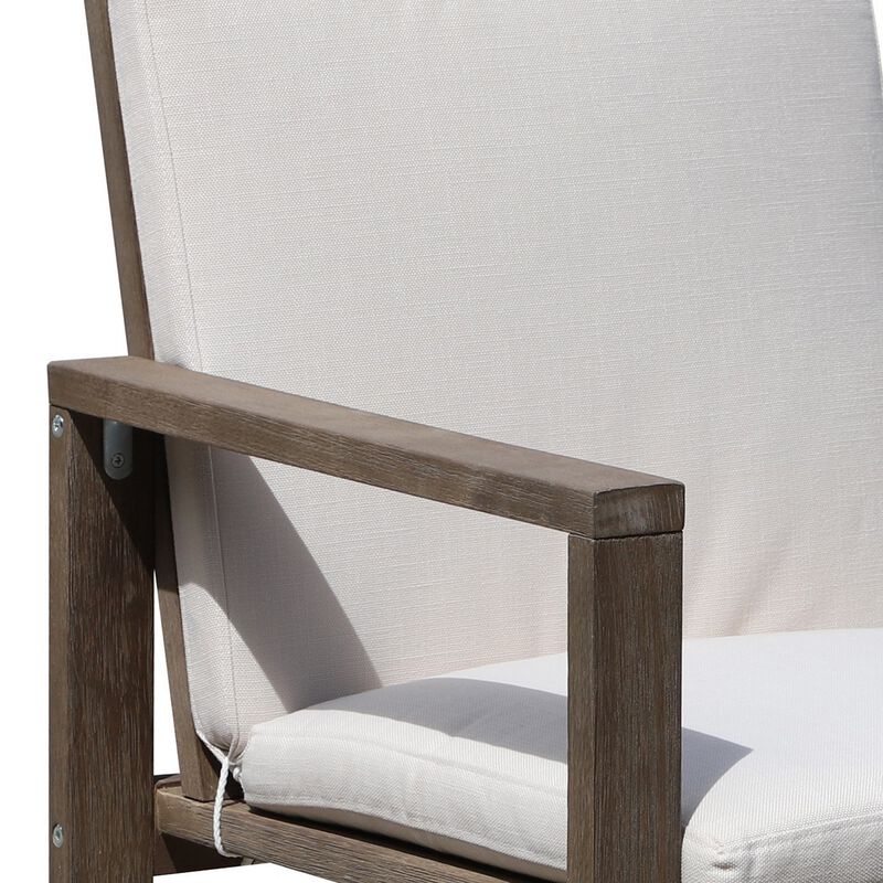 Neji 24 Inch Dining Chair, Burnt Brown Eucalyptus Wood Frame, Thick Cushion-Benzara
