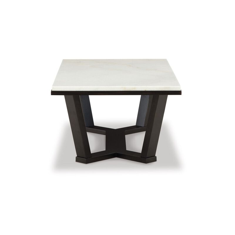 Fana Cocktail Coffee Table, Marble, Rectangular 48 Inch Espresso Brown - Benzara