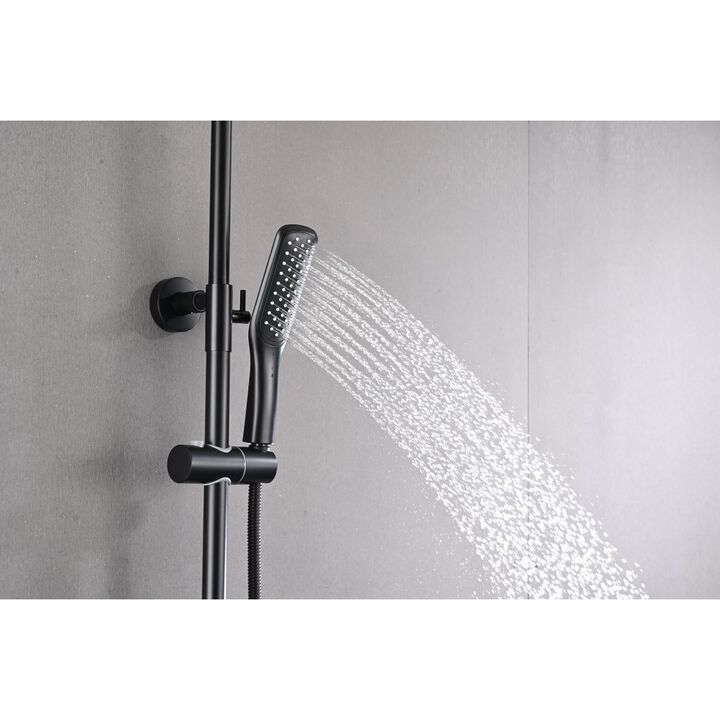 2-Function Thermostatic Rainfall Shower System In Matte Black