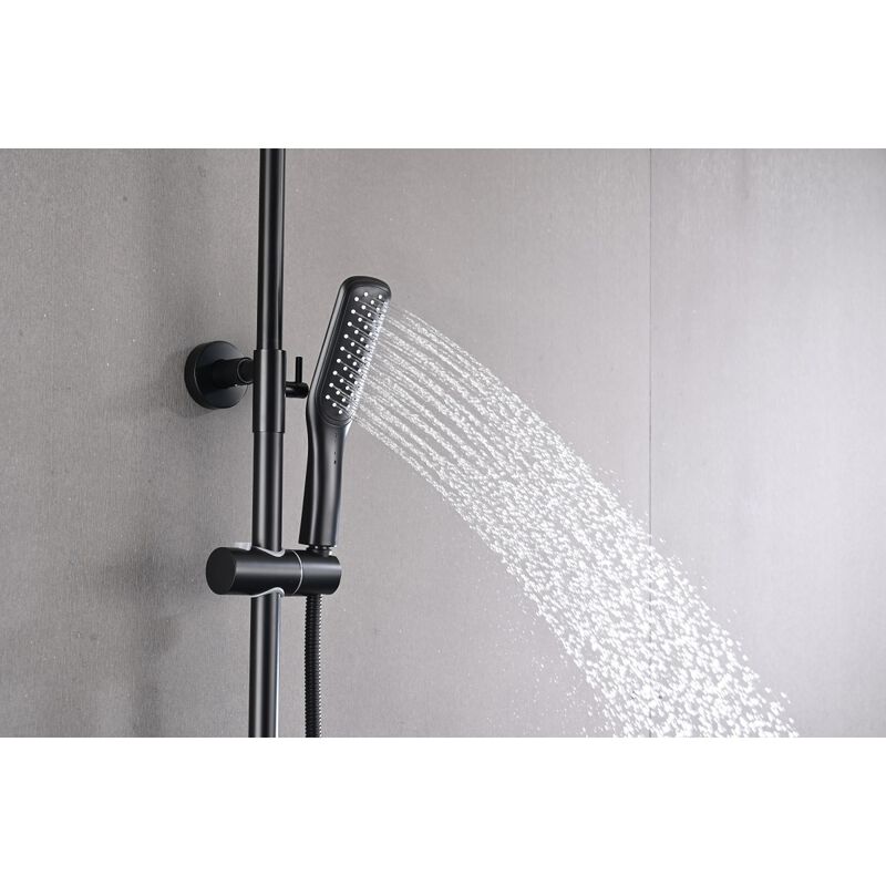 2-Function Thermostatic Rainfall Shower System In Matte Black
