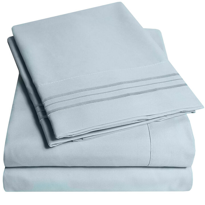 5 Piece Sheet Set, Ultra Soft 1800 Series Collection - Split King, Royal Blue