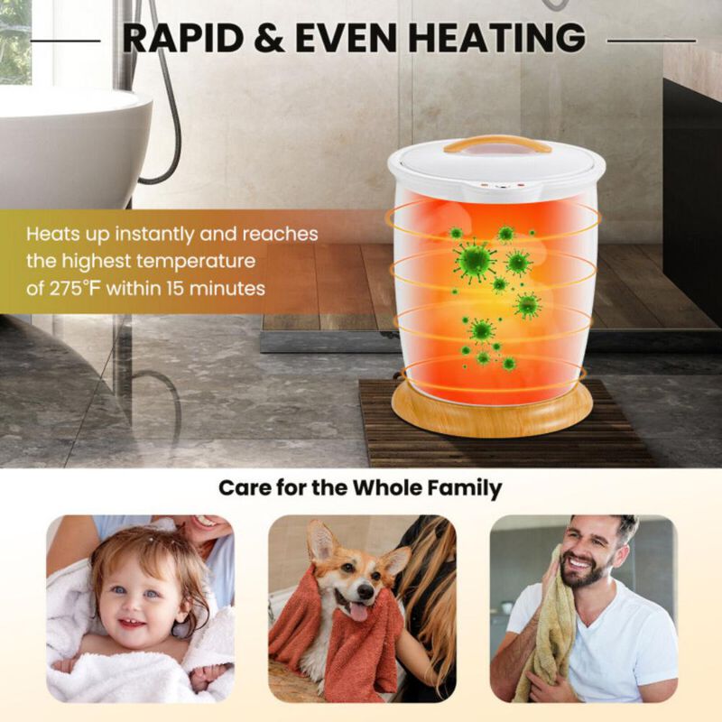 Bathroom Towel Warmer Bucket with Fragrance Holder and Auto Shut