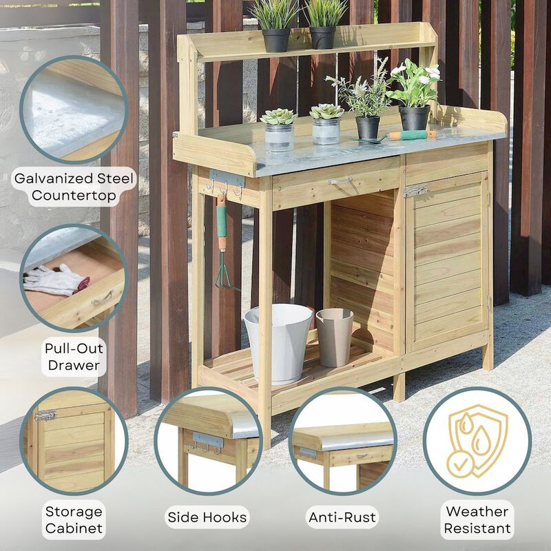 Convience Concept, Inc. Deluxe 1 Drawer Potting Bench with Storage Cabinet and Shelves