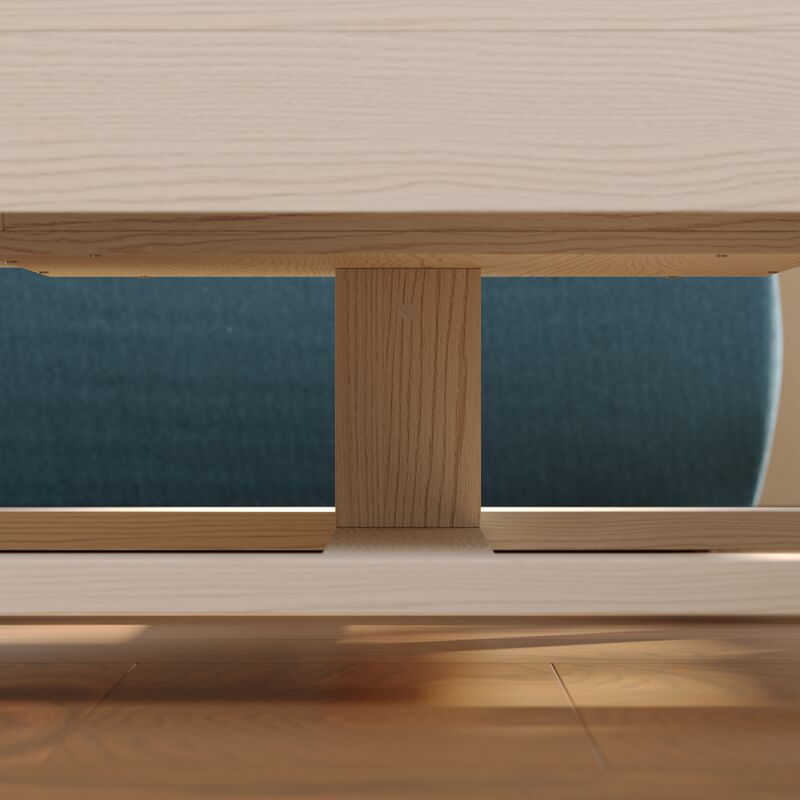FUFU&GAGA Modern White Wood Coffee Table – Solid Wood, Square Design, Spacious Tabletop with Built-in Storage, Sturdy Frame (43.3" W x 43.3" D x 15.7" H), White