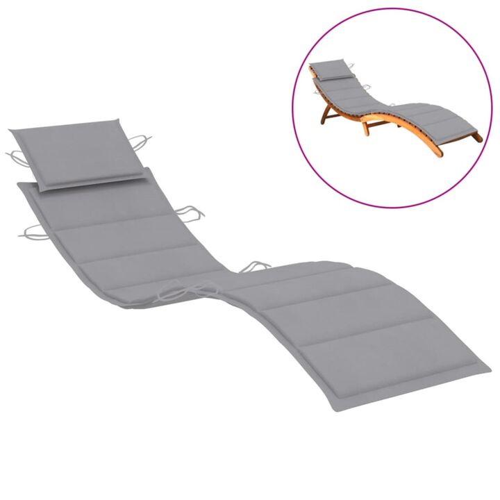 vidaXL Sun Lounger Cushion Gray 73.2"x22.8"x1.6"