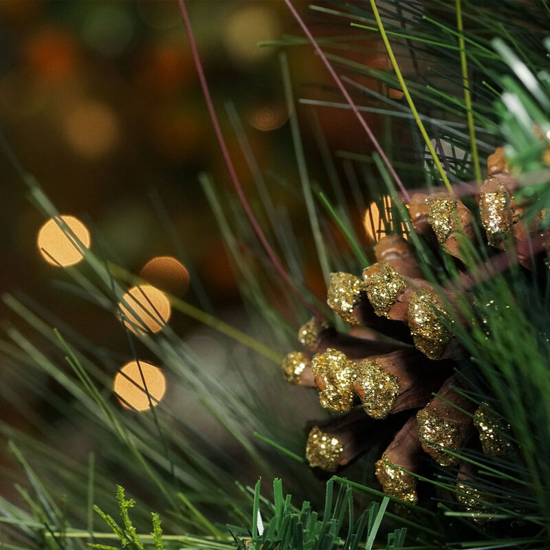 Artificial Mixed Pine with Pine Cones and Gold Glitter Christmas Wreath - 30 -Inch  Unlit