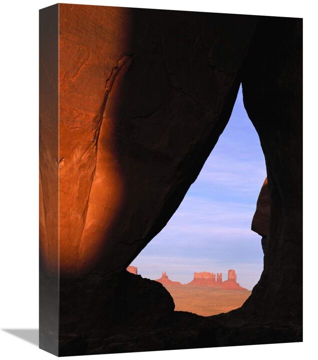 Teardrop Arch with buttes in distance, Monument Valley, Arizona-Canvas Art-12x16